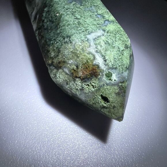 Moss Agate Crystal Double Terminated Point (#4) - Picture 11 of 12